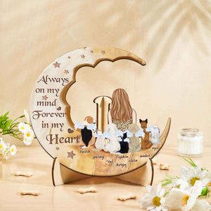 Custom Memorial Dog Moon Wooden Art Memorial Gift Idea for Cat Home Decorations