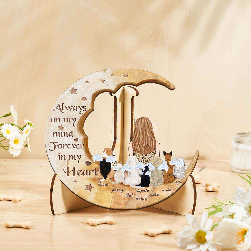 Custom Memorial Dog Moon Wooden Art Memorial Gift Idea for Cat Home Decorations