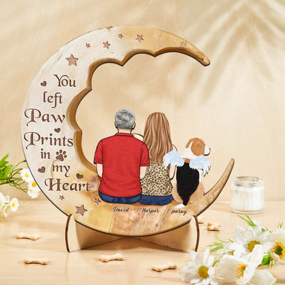 Personalised Memorial Dog Moon Wooden Art - Custom Pet Gift & Home Decoration