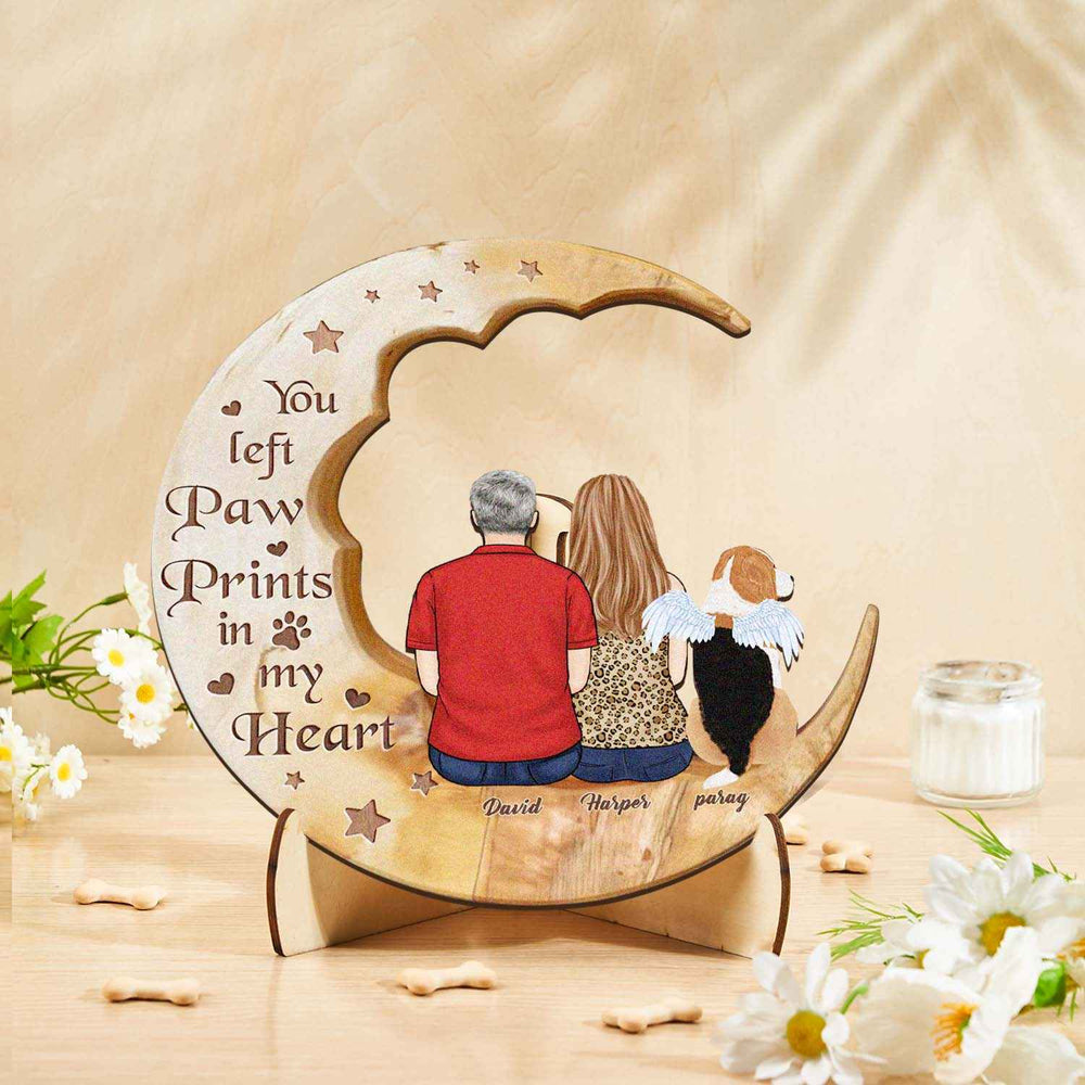Custom Memorial Dog Moon Wooden Art Memorial Gift Idea for Cat Home Decorations