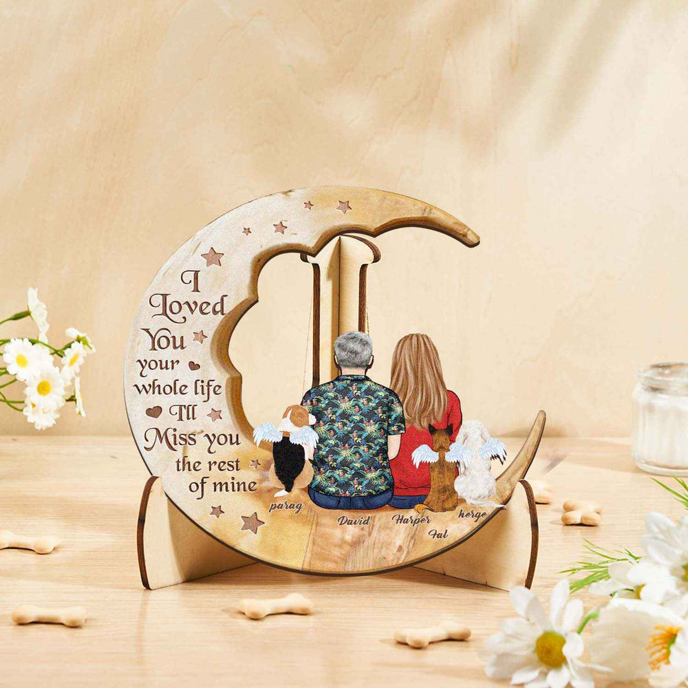 Custom Memorial Dog Moon Wooden Art Memorial Gift Idea for Cat Home Decorations