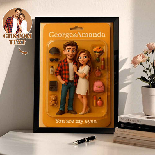 Family Cartoon Portrait - Custom Photo Frame & Personalized Toy Box Art