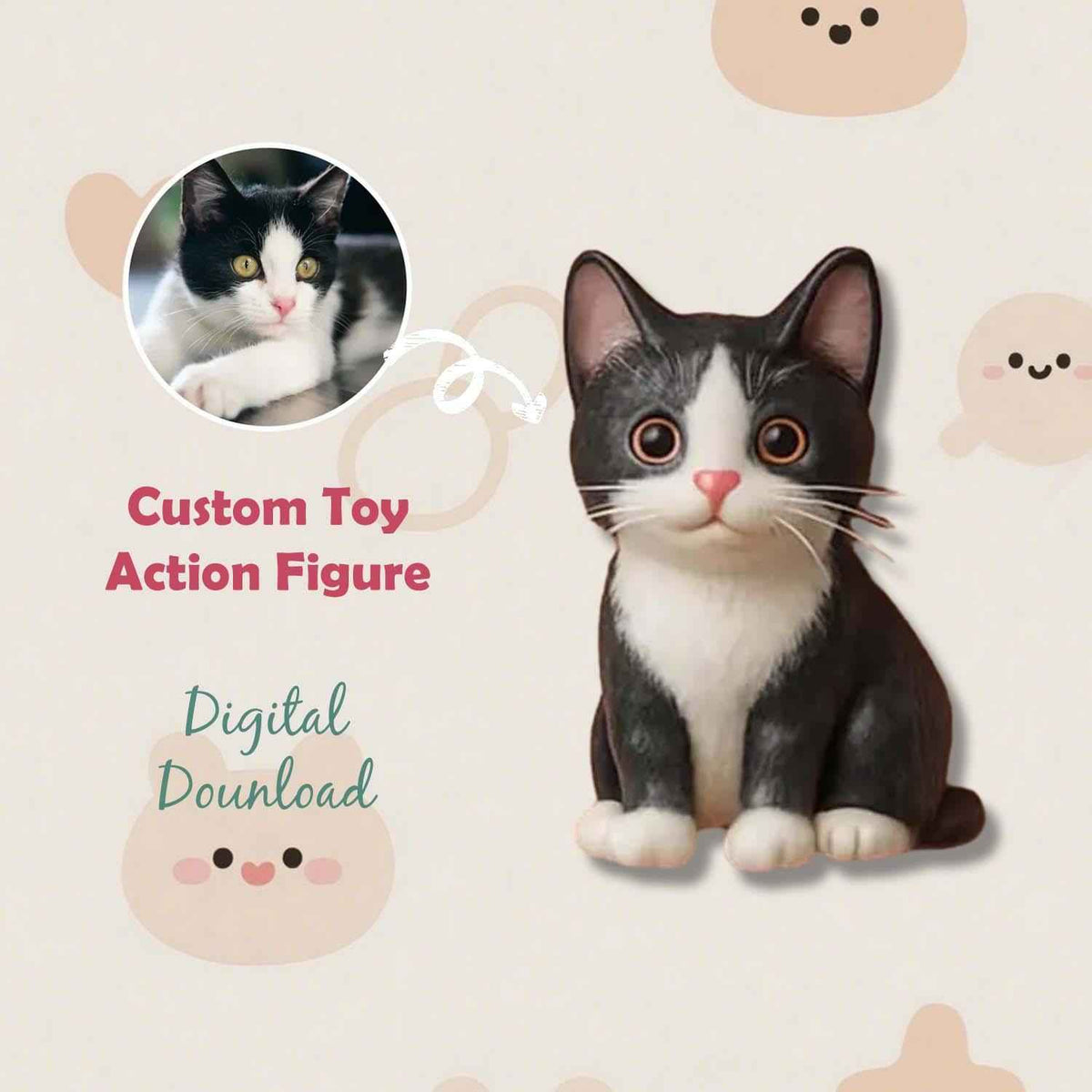Custom 1 Person and 1 Pet 3D Mini Figure From Your Photo Personalized Toy Figure Gifts For Kids