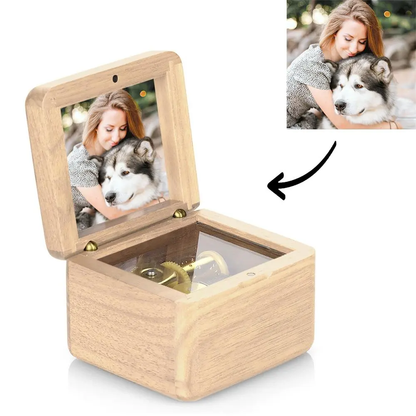 Personalised Wooden Vintage Photo Music Box - Custom Keepsake Gift