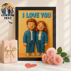 Custom Photo & Text Cartoon-Style Cute Photo Frame – Valentine’s Day & Birthday Gift