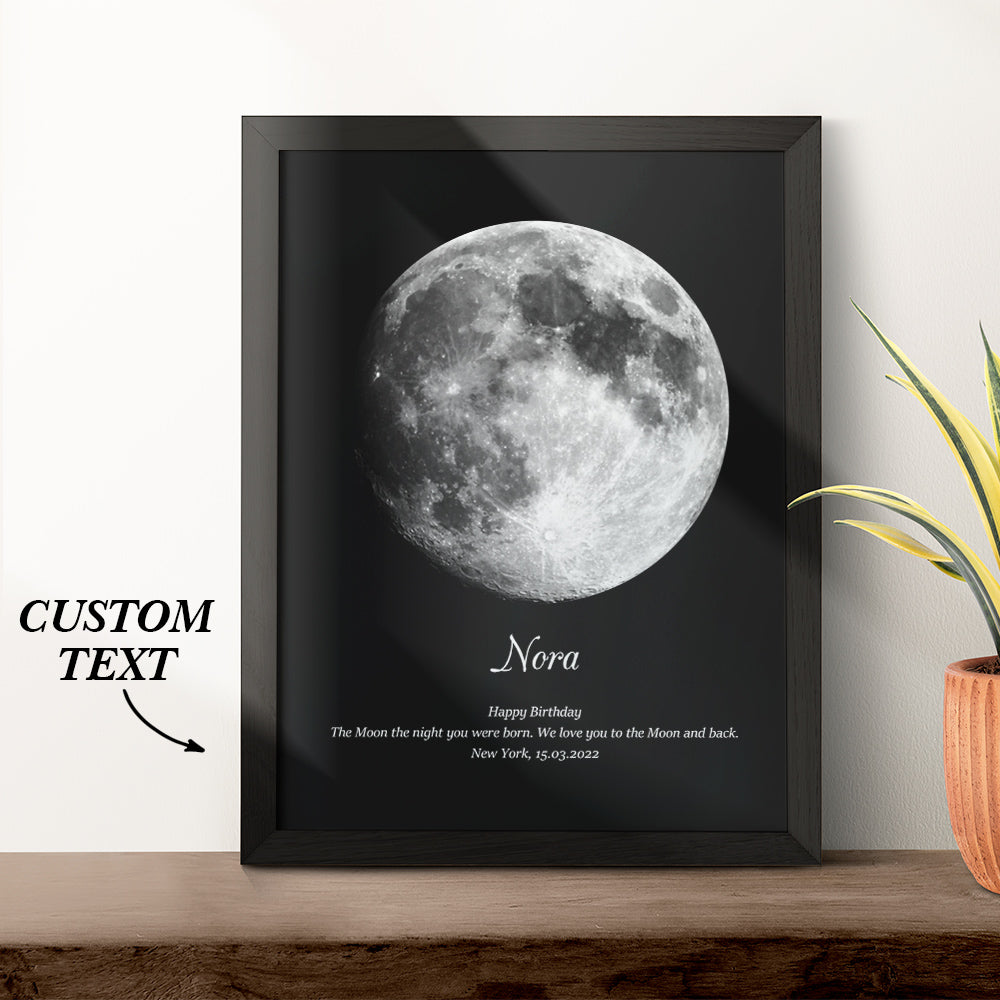 Personalised Moon Phase Wooden Frame with Custom Name & Text