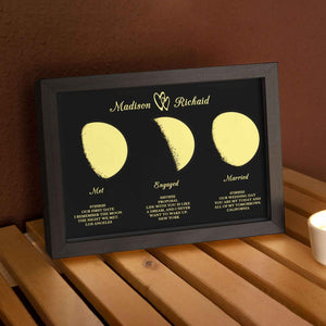 Custom Moon Phase Wooden Frame Three Moon Phase with Personalized Name and Text