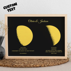 Personalised Moon Phase and Names Wooden Frame | Custom Gold Moon Gift
