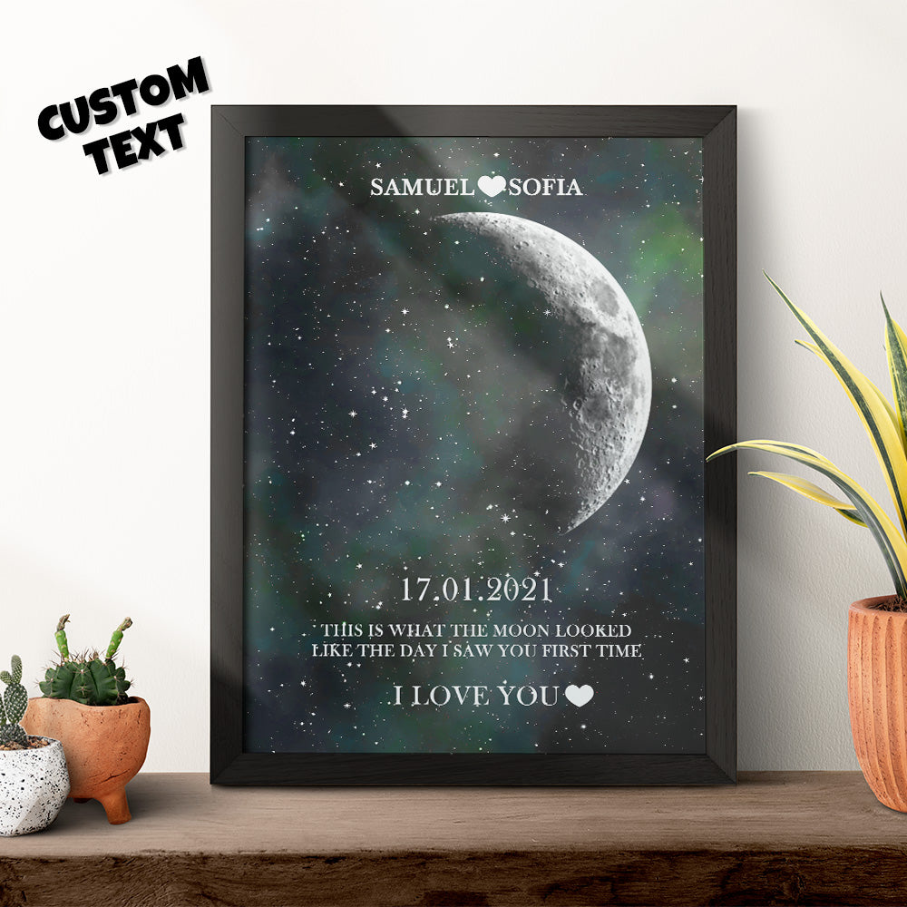 Personalised Moon Phase Print Frame | Unique Anniversary & Birthday Gift