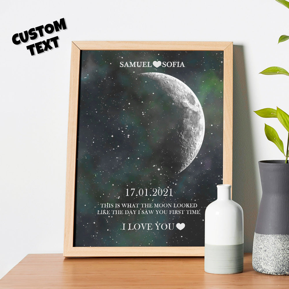 Personalised Moon Phase Print Frame | Unique Anniversary & Birthday Gift