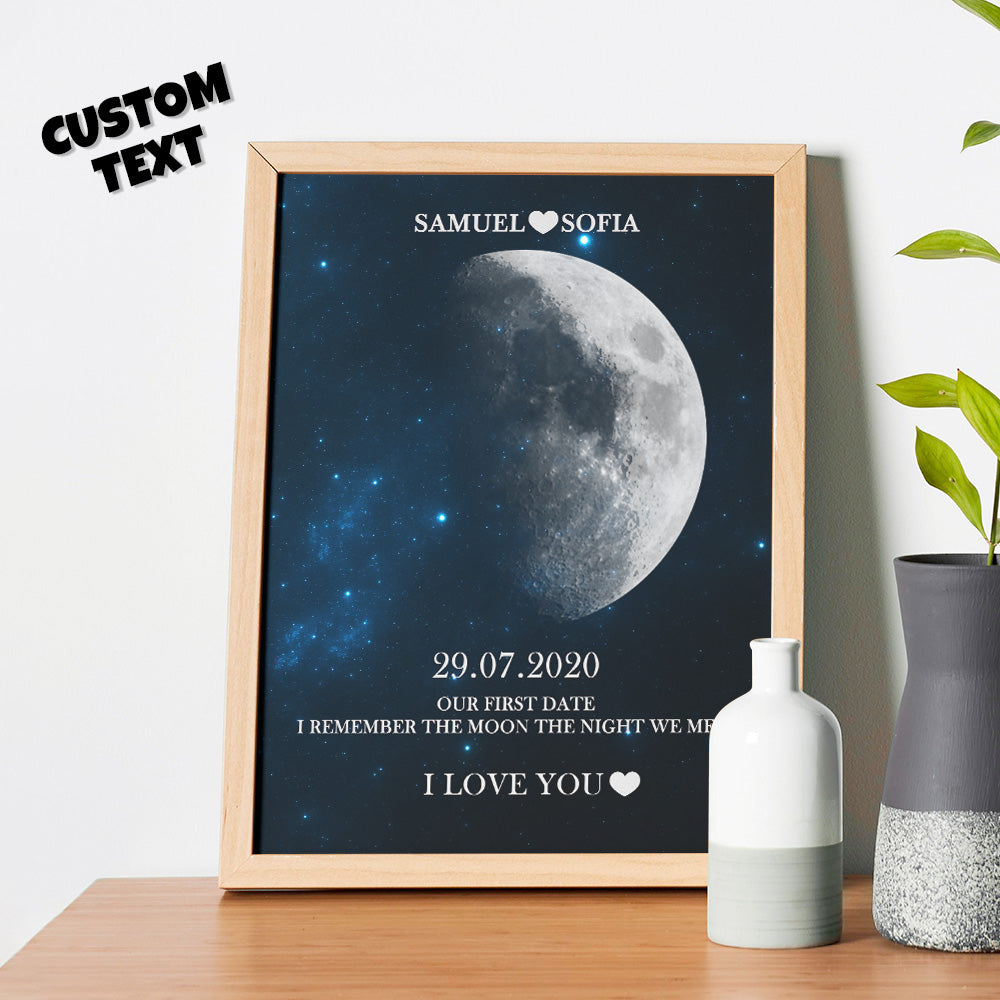 Personalised Moon Phase Print Frame | Unique Anniversary & Birthday Gift