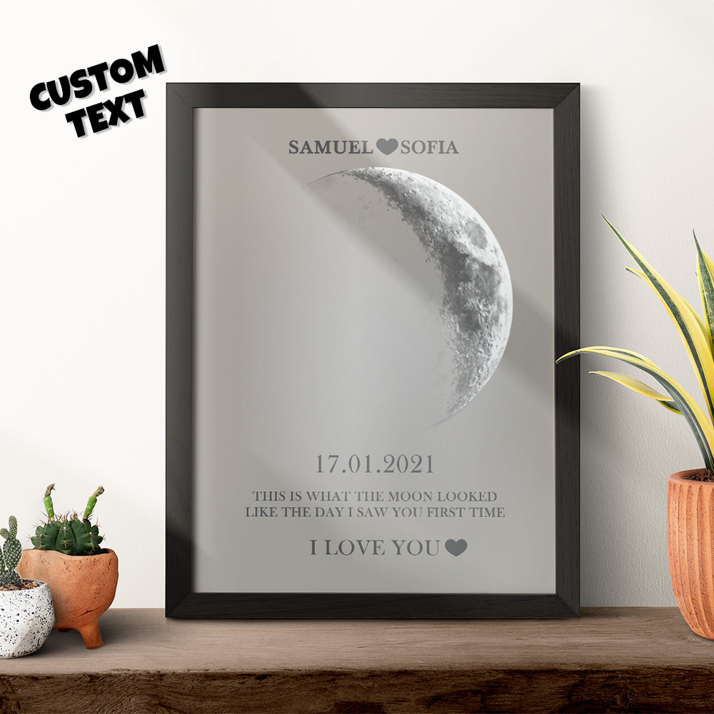 Personalised Moon Phase Print Frame | Unique Anniversary & Birthday Gift