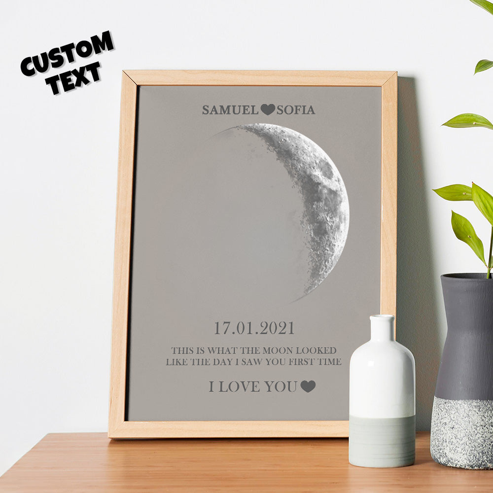 Personalised Moon Phase Print Frame | Unique Anniversary & Birthday Gift