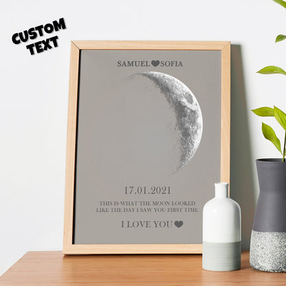 Personalised Moon Phase Print Frame | Unique Anniversary & Birthday Gift