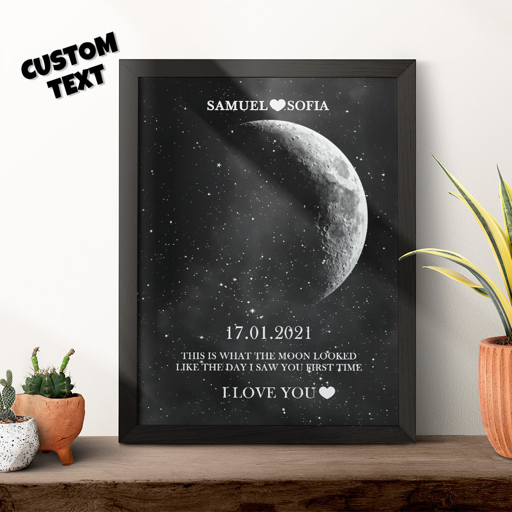 Personalised Moon Phase Print Frame | Unique Anniversary & Birthday Gift