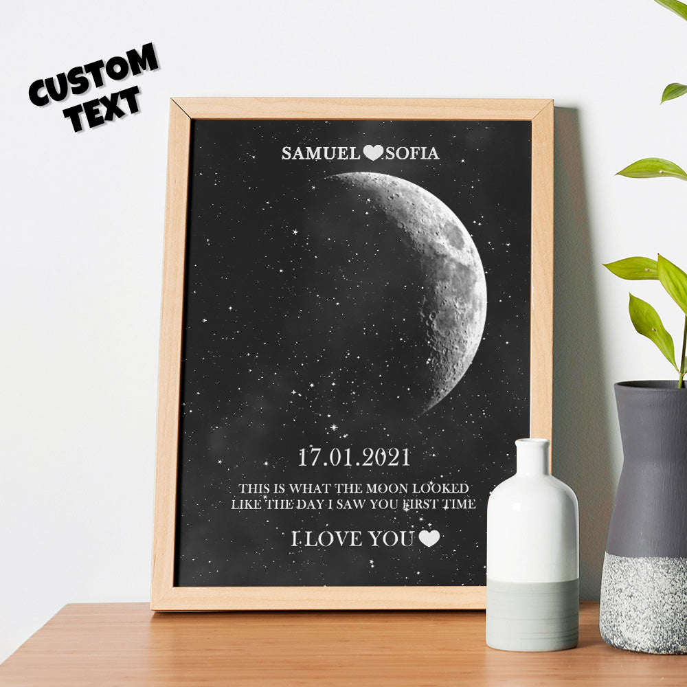 Personalised Moon Phase Print Frame | Unique Anniversary & Birthday Gift
