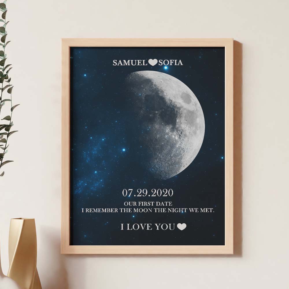 Personalised Moon Phase Print Frame | Unique Anniversary & Birthday Gift