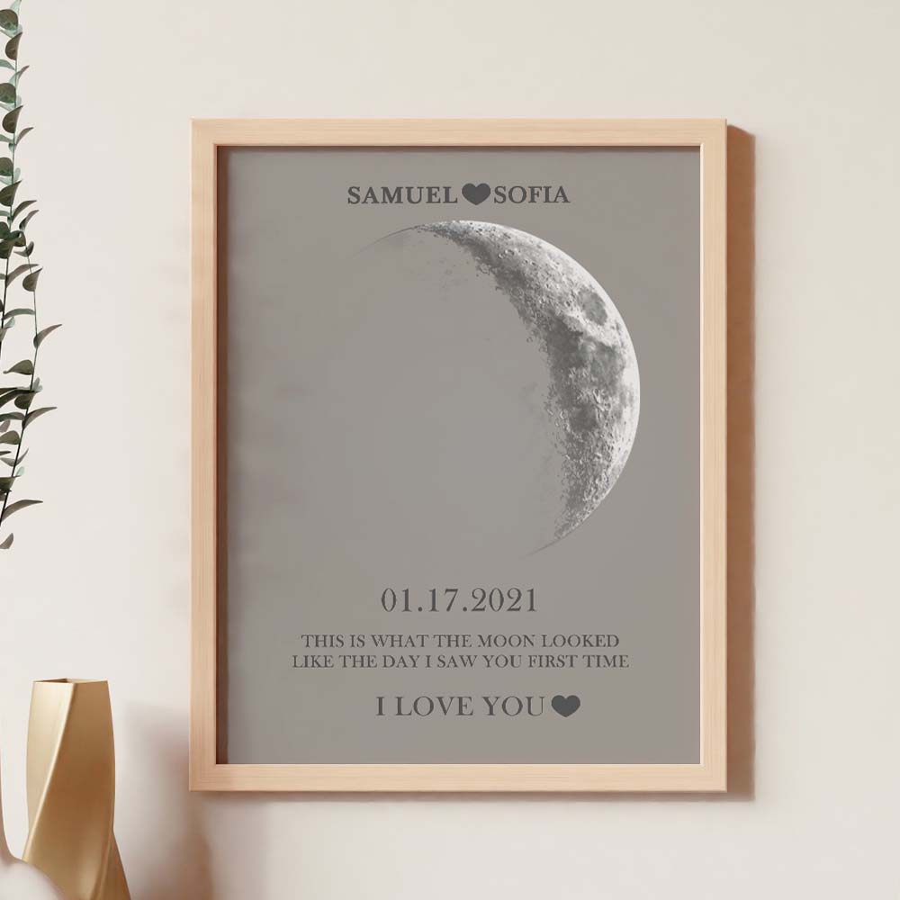 Personalised Moon Phase Print Frame | Unique Anniversary & Birthday Gift