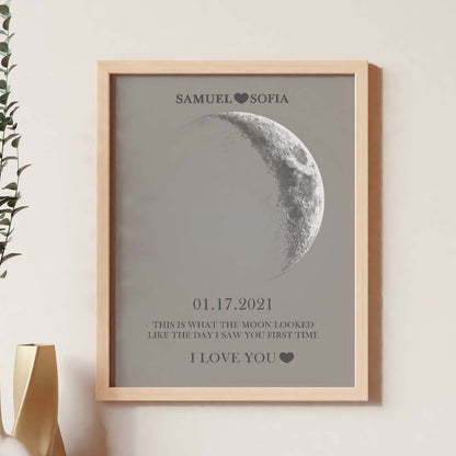 Personalised Moon Phase Print Frame | Unique Anniversary & Birthday Gift