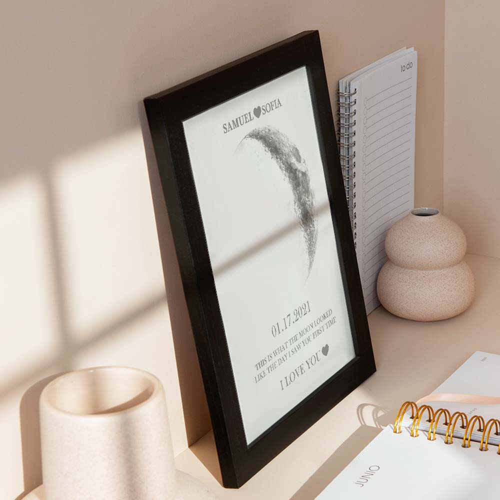 Personalised Moon Phase Print Frame | Unique Anniversary & Birthday Gift