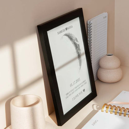 Personalised Moon Phase Print Frame | Unique Anniversary & Birthday Gift