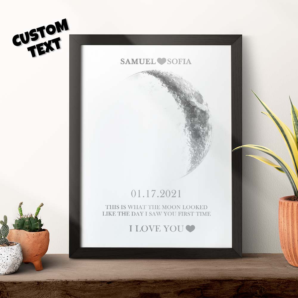 Personalised Moon Phase Print Frame | Unique Anniversary & Birthday Gift