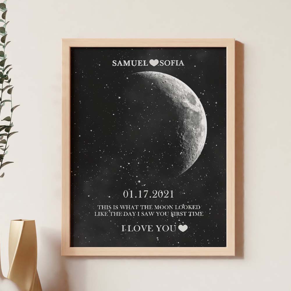 Personalised Moon Phase Print Frame | Unique Anniversary & Birthday Gift