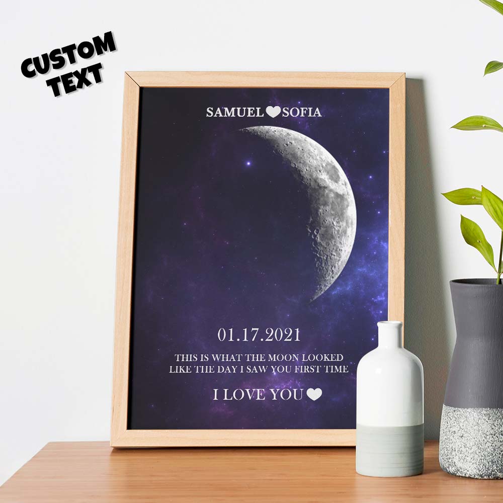 Personalised Moon Phase Print Frame | Unique Anniversary & Birthday Gift