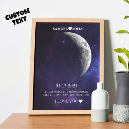 Personalised Moon Phase Print Frame | Unique Anniversary & Birthday Gift