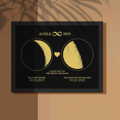 Custom Moon Phase Custom Couple Art Frame 2 Moon Phases Design - For Valentine's Day Gifts