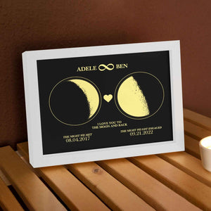 Custom Moon Phase Custom Couple Art Frame 2 Moon Phases Design - For Valentine's Day Gifts