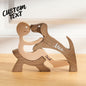 Personalised wooden pet carving block displayed on a shelf with decorative accents — thoughtful personalised pet memorial gift