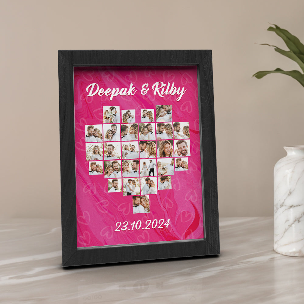 Personalised Heart Collage Photo Frame | Unique Wedding & Anniversary Gift