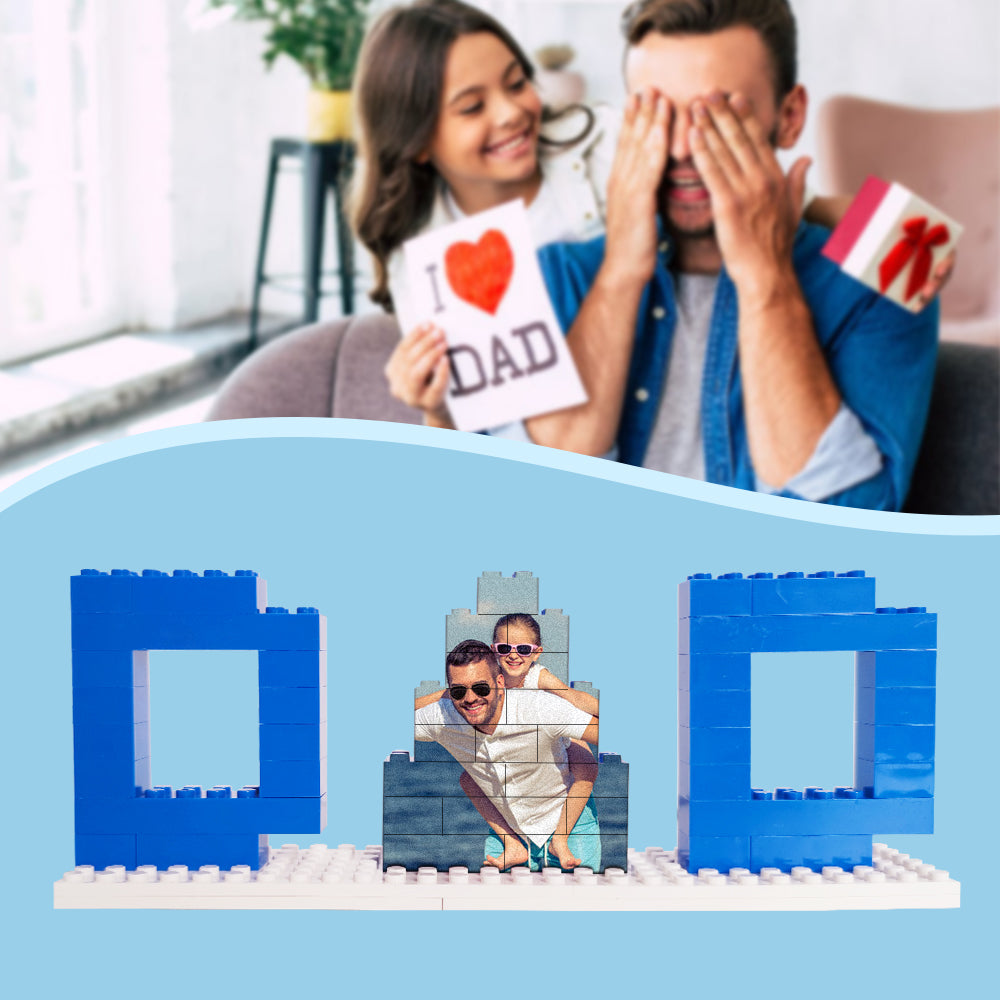 Family photograph printed on brick puzzle — unique personalised gift for Grandpa or husband