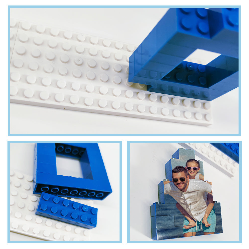 Custom photo block displayed on shelf — keepsake Father's Day present idea