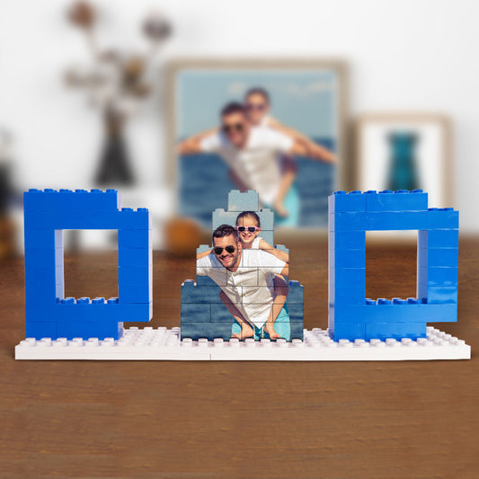 Personalised Dad and Papa photo brick puzzle assembled — custom photo block Father's Day gift