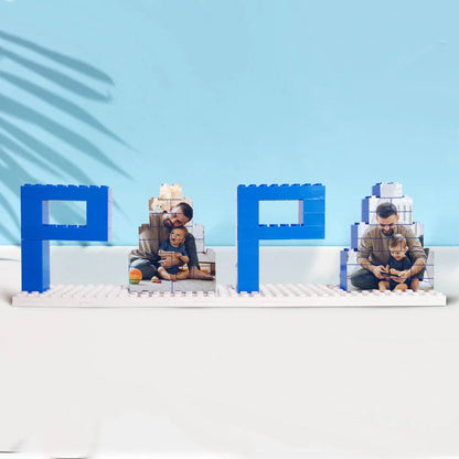Three-quarter view of personalised photo block being assembled — perfect Gifts for Dad