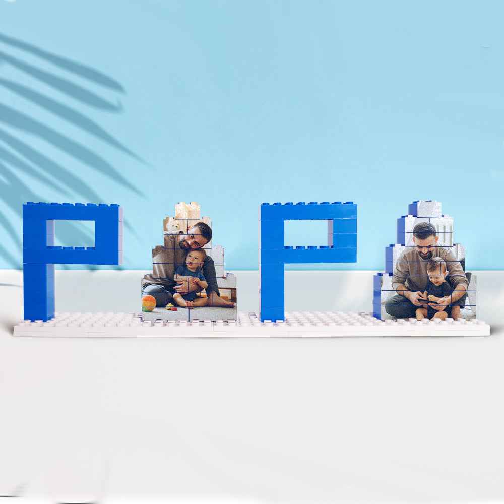 Personalized Papa Photo Building Brick Puzzles Photo Block Father's Day Gifts