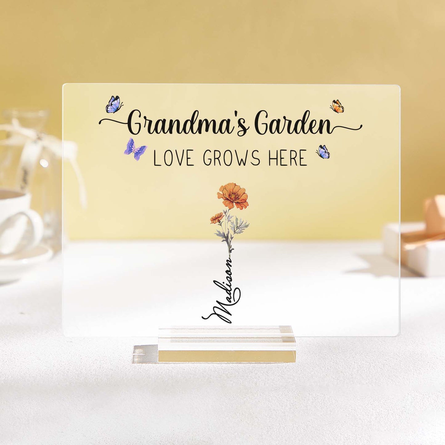 Personalised Grandma's Garden Plaque - Custom Birth Flower Sign for Mother's Day