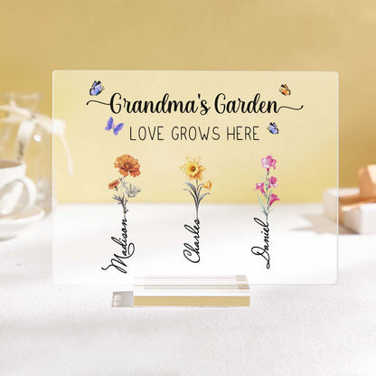 Personalised Grandma's Garden Plaque - Custom Birth Flower Sign for Mother's Day