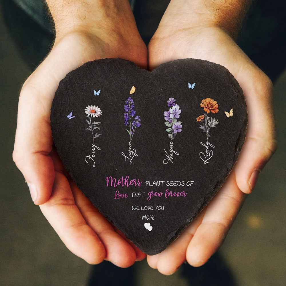 Custom Birth Flowers Garden Stone Personalized Grandma's Garden Stone for Mother's Day Gift
