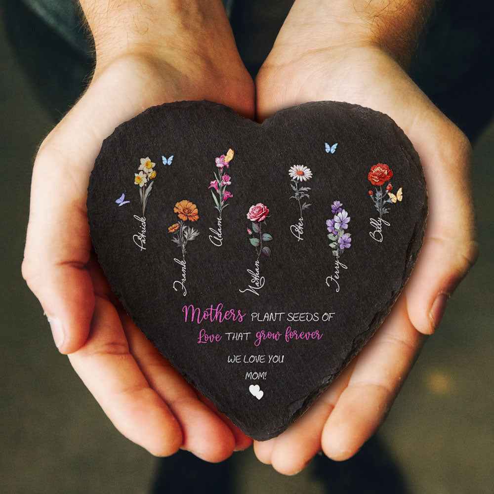 Custom Birth Flowers Garden Stone Personalized Grandma's Garden Stone for Mother's Day Gift