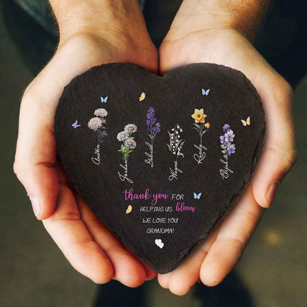 Custom Birth Flowers Garden Stone Personalized Grandma's Garden Stone for Mother's Day Gift