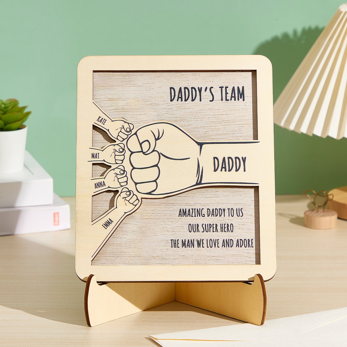 Personalised Fist Bumps Wooden Plaque with Family Name - Custom Family Gift Sign