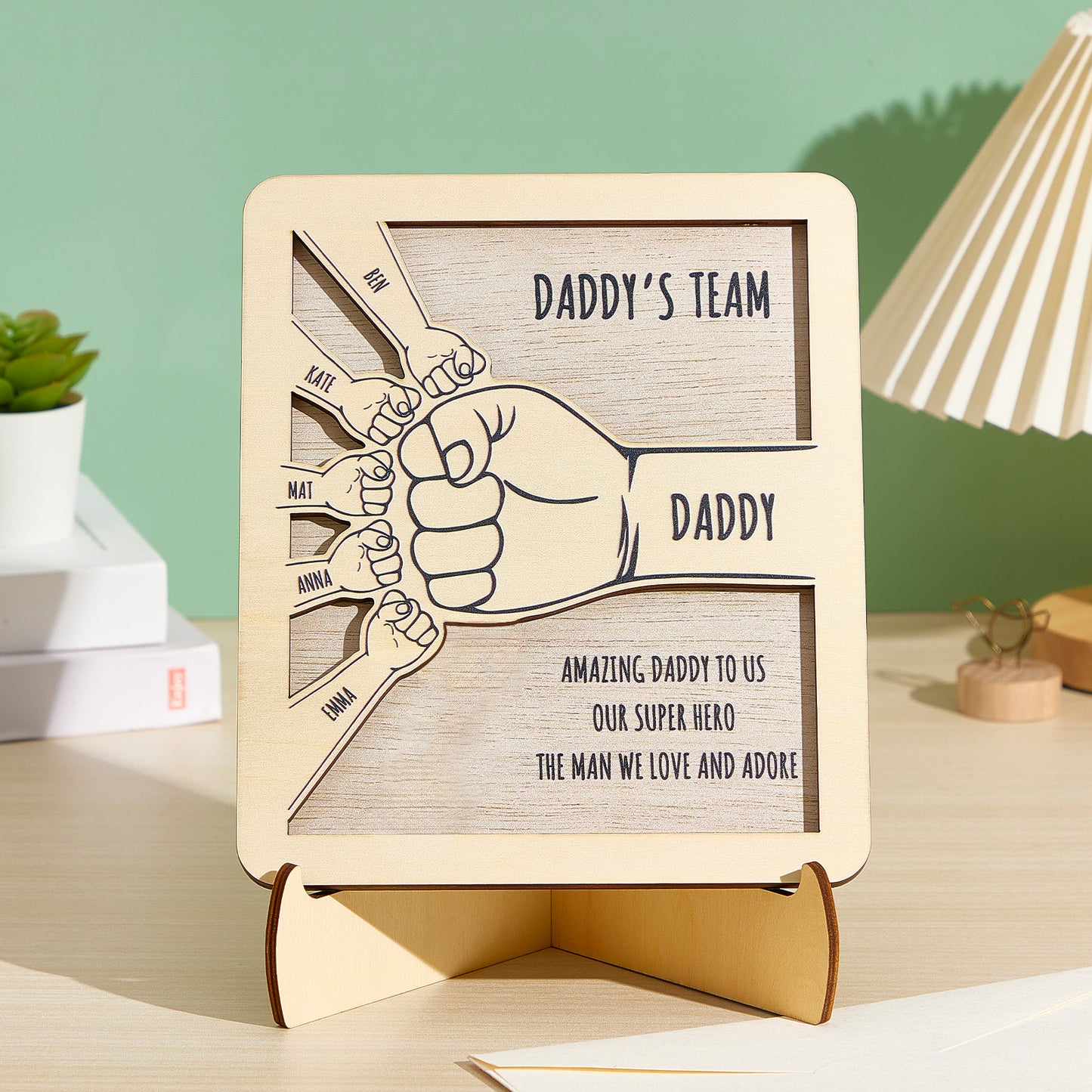 Personalised Fist Bumps Wooden Plaque with Family Name - Custom Family Gift Sign