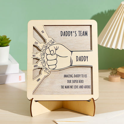 Personalised Fist Bumps Wooden Plaque with Family Name - Custom Family Gift Sign