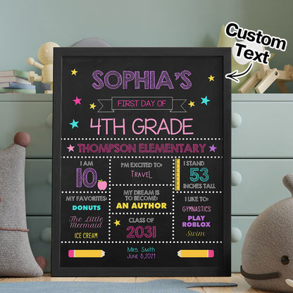 Personalised First Day of School Sign - Custom Wooden Back to School Gift
