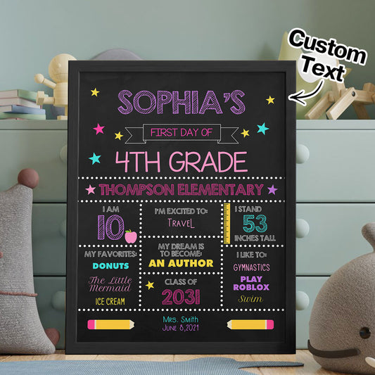 Personalised First Day of School Sign - Custom Wooden Back to School Gift