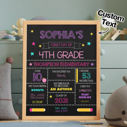 Personalised First Day of School Sign - Custom Wooden Back to School Gift