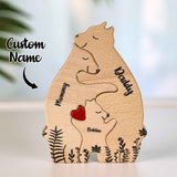 Custom Name Wooden Heart Bear Puzzle – Personalized Family Gift